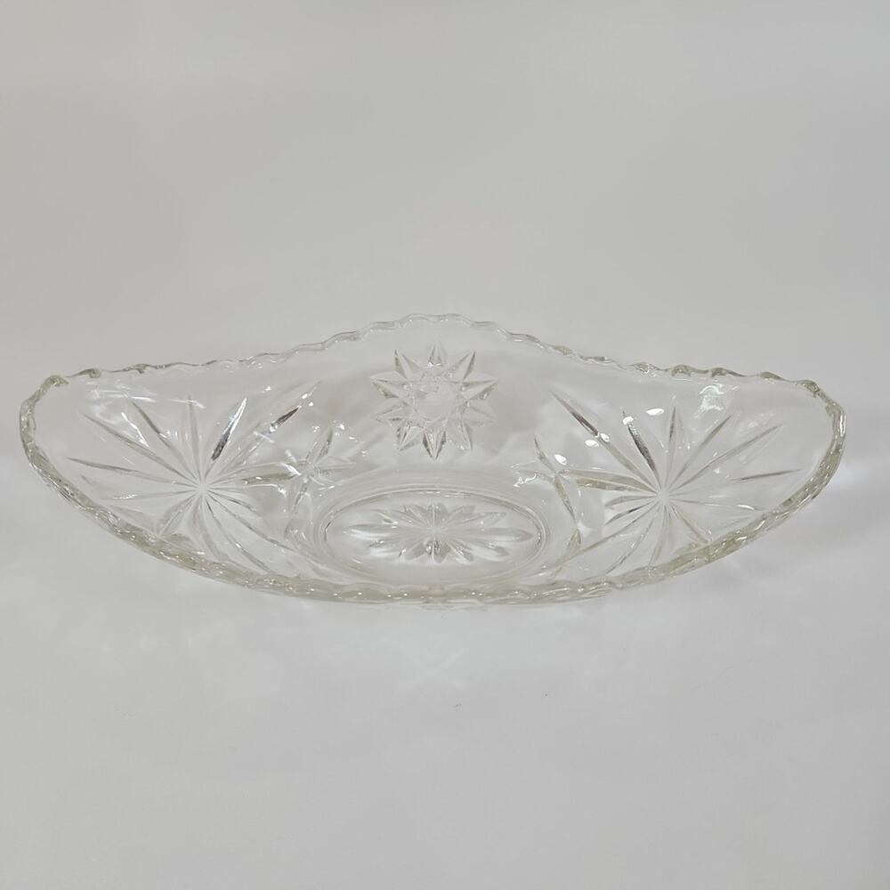 Vintage Star of David Crystal Glass Gondola Gravy Boat‎ Serving Dish Bowl